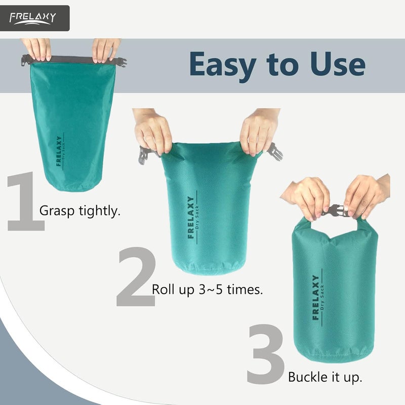 Frelaxy Waterproof Dry Bag 2 Pack/3 Pack, Lightweight Portable Dry Bags, 5L & 15L & 25L Durable Dry Sack Set Keep Gear Dry for Hiking, Camping, Boating, Backpacking, Kayaking (3 Pack - Turquoise) - Image 5